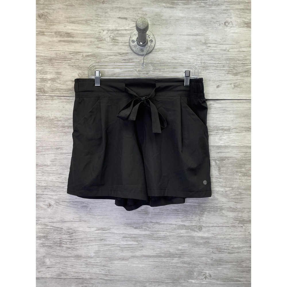 Apana‎ Womens Large Black Lined Athletic Shorts Pockets Drawstring RN70892